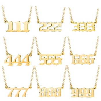 Wholesale Custom High Quality Women Non Tarnish Free Waterproof Jewelry 18K Gold Plated Stainless Steel Angel Number Necklace
