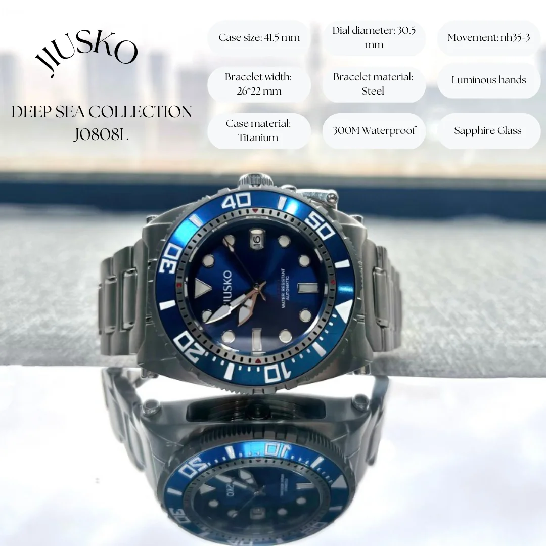 Customization 30 ATM NH35  Automatic Movement Mechanical Watch Titanium Case Luminous Dive Watch