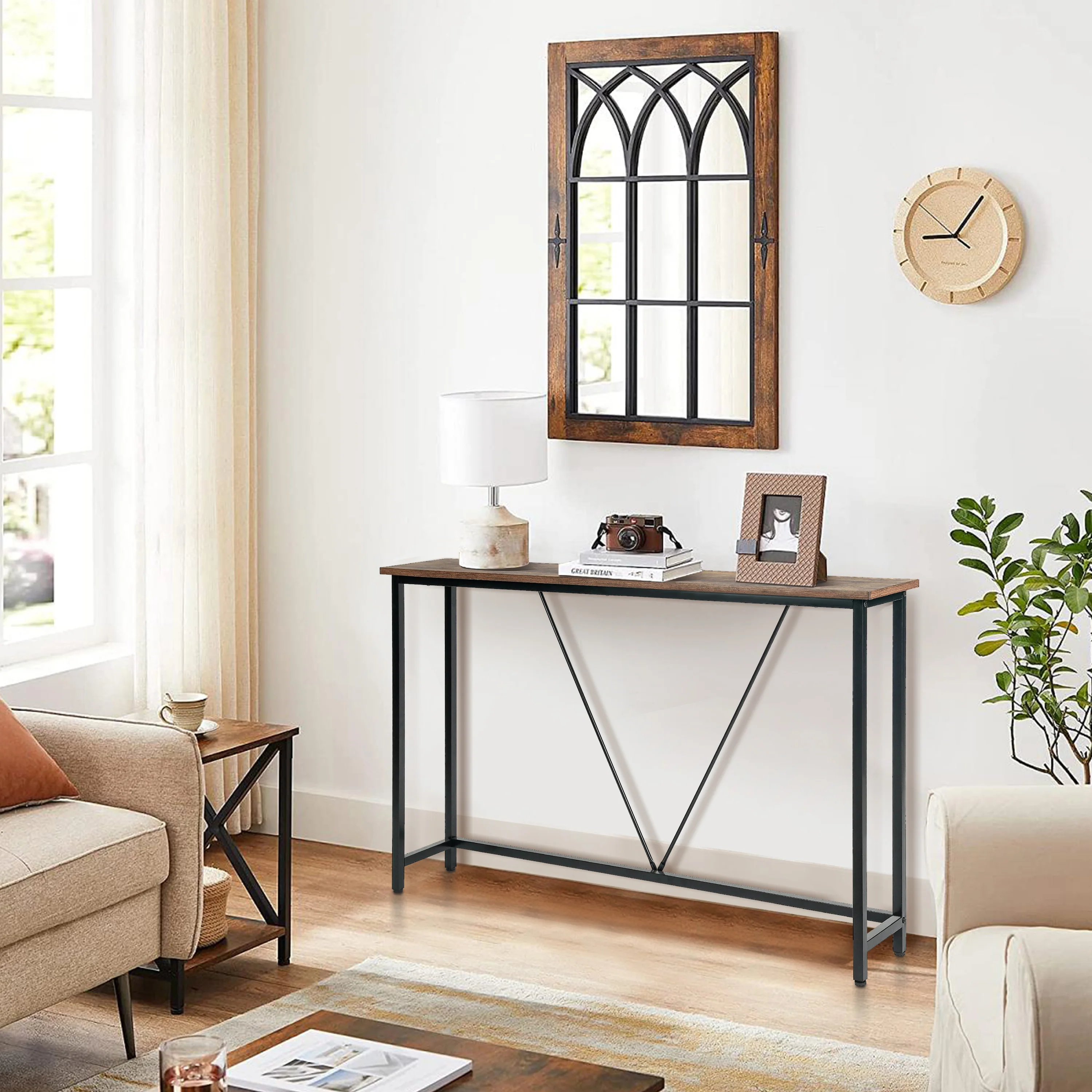 Entryway Console Table Rustic Wood Hallway Display Table Narrow Sofa Table