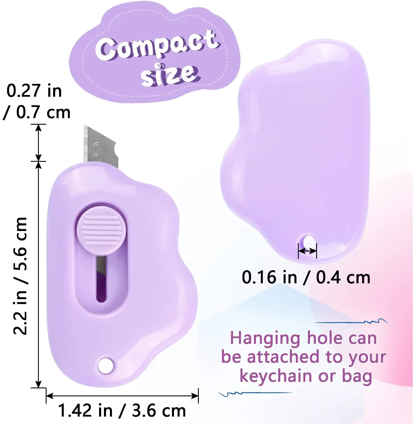 Mini Box Cutter Utility Retractable  Knives Letter Opener Envelope Cloud Shaped Carton Portable Cutter with Key Chain Hole