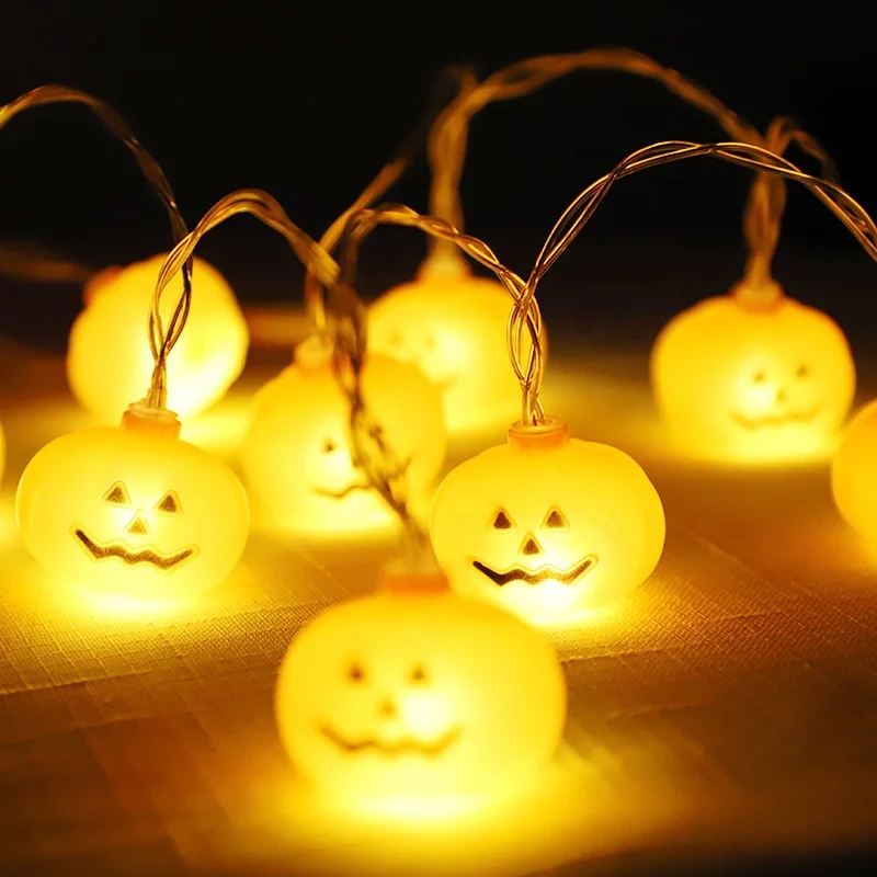 Guirlande Lumineuse Halloween Citrouille - 3 Mètres, 20 LED, à Piles, Pour Intérieur Et Extérieur - 7