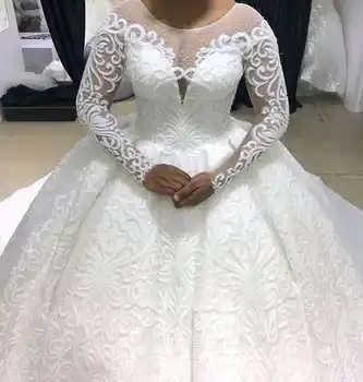 S747 High quality new fashion wholesale bride lace long sleeve custom Wedding Dresses
