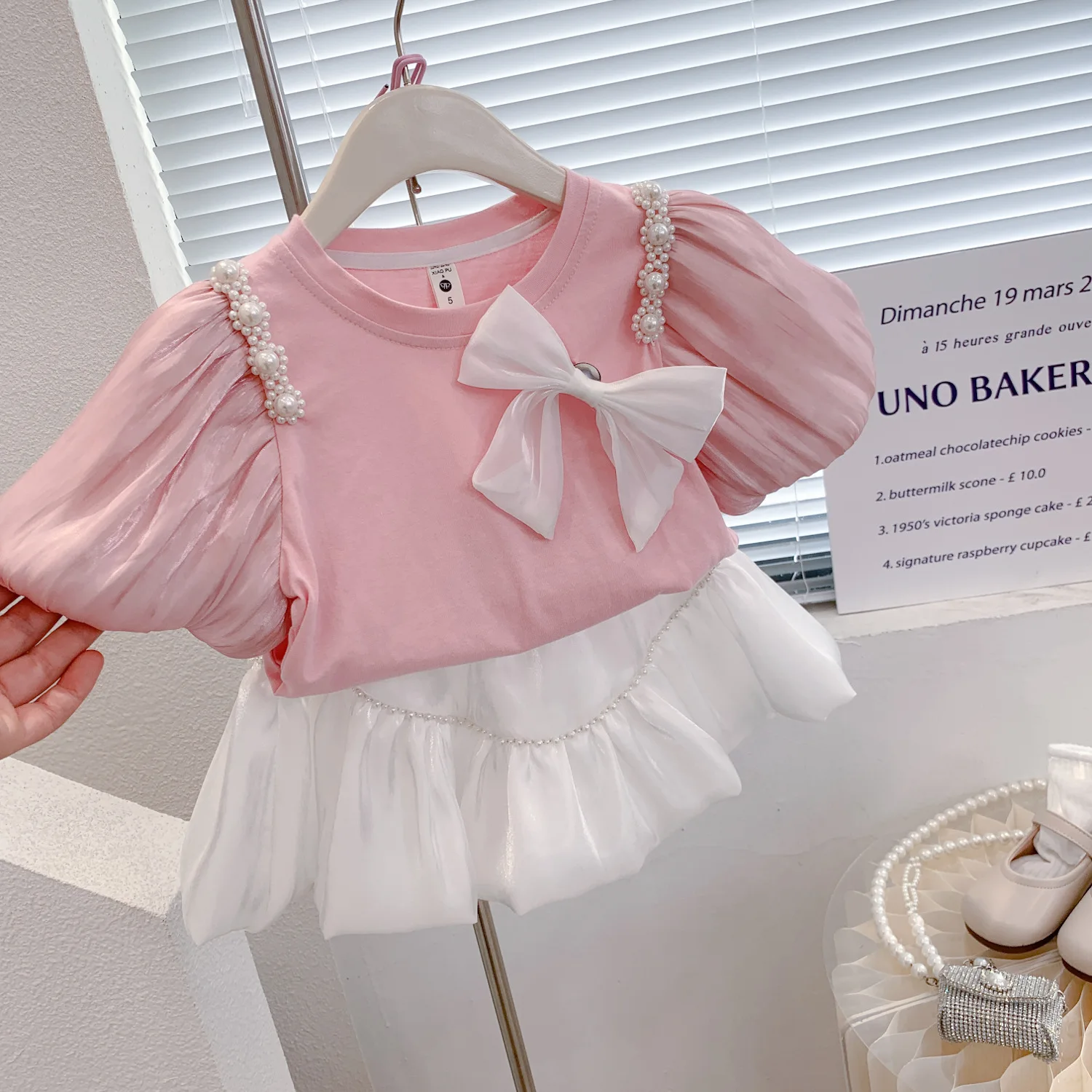 2PCS Newborn Toddler Girls Baby Bow Frill Tops Shirt Shorts