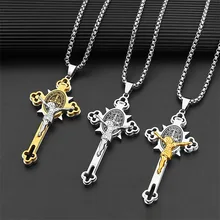 Stainless Steel New Cross Gothic Necklace Titanium Steel Men Hip Hop Trend Pendant Factory Direct Sales