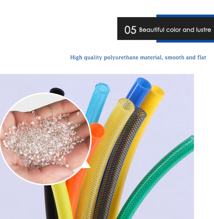 Manufacturer Reinforced Pu Braided Polyurethane Blue Air Tool Hose