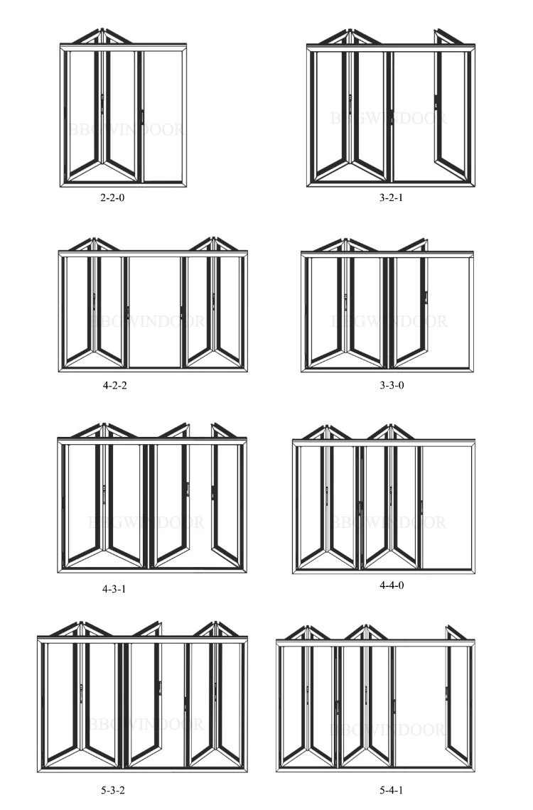 Accordion Bifold Door Design Exterior Aluminum Alloy Glass