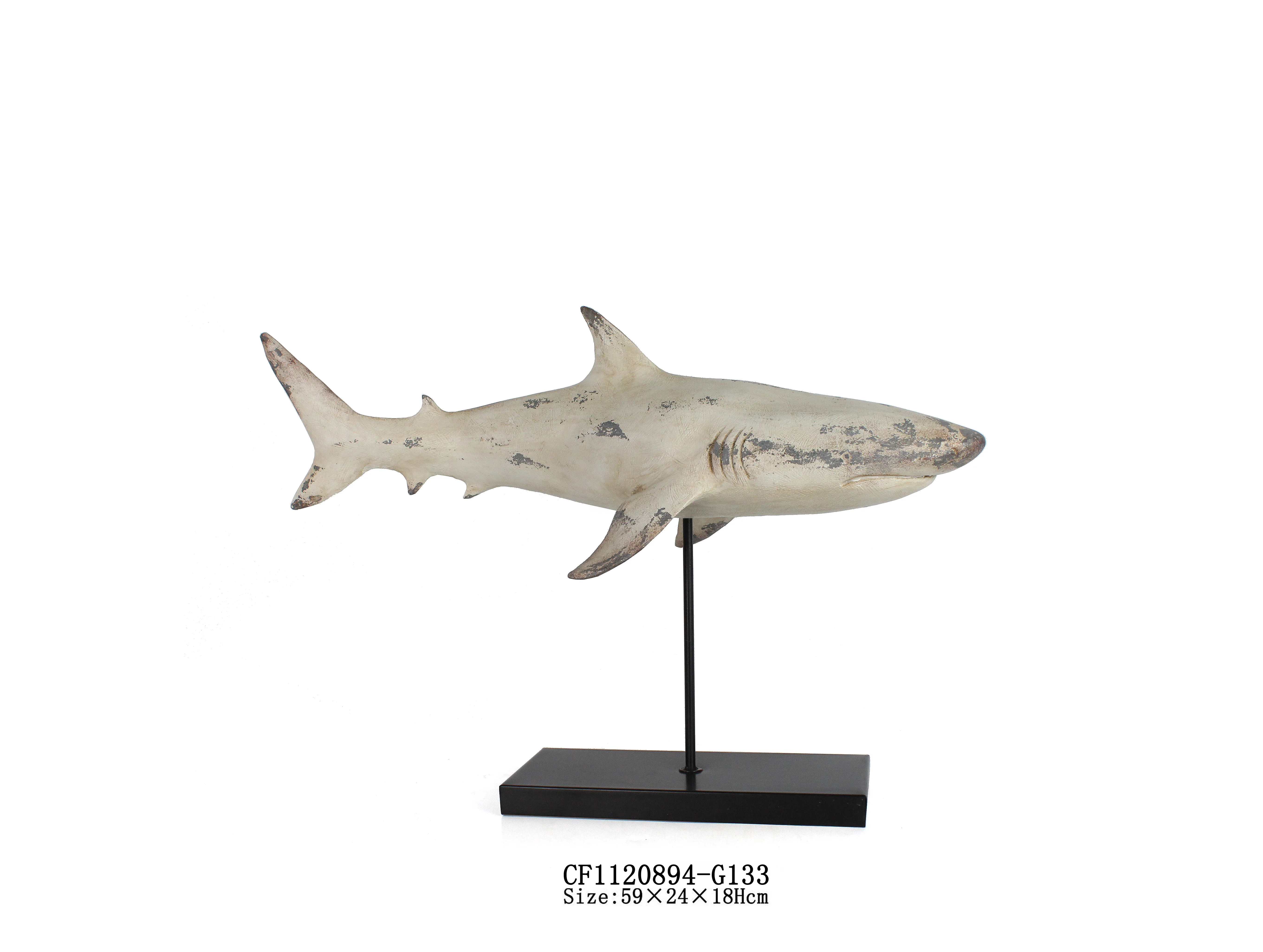 Wholesales Hand-Painted Resin Ocean Series Cetacean Figure Shark Sculpture for Nautical Decor manufacture