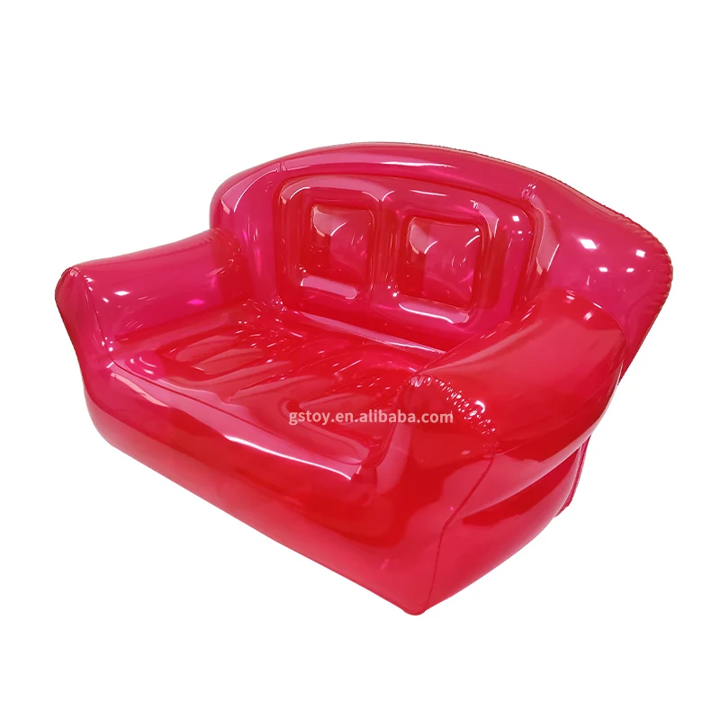 Transparent pink Inflatable Lounger air Sofa Double Chairs for Outdoor and  Indoor