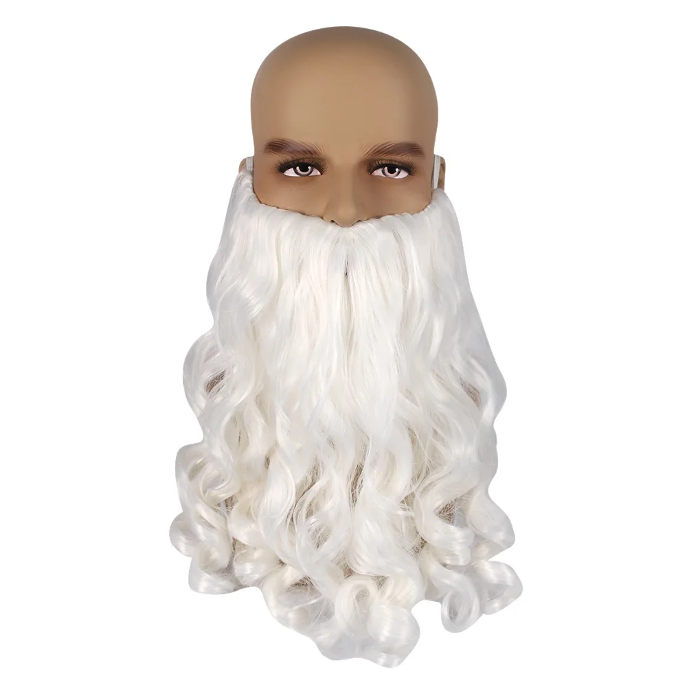 Christmas Cosplay Wig Beard Santa Claus Beard Wig White Curly Long ...