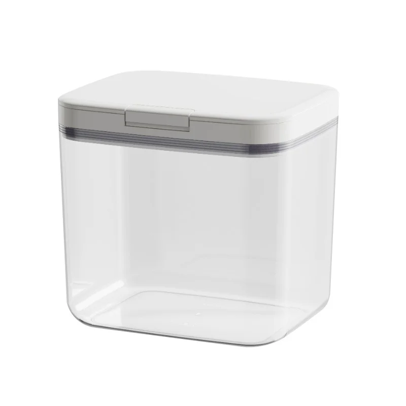 Transparent PET Plastic Food Container with One Press Lid Laundry Powder Box Airtight Food Storage Bin with Measuring Cup