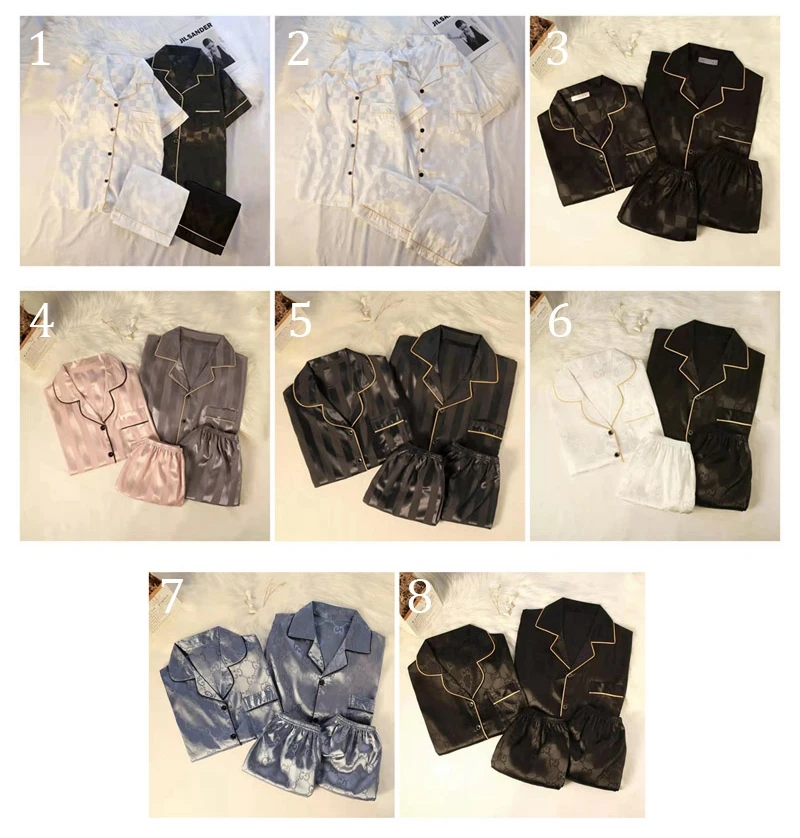 Apparel Stock Couple Matching Clothes Pyjama Satin Silk Summer Pajama Set Luxury Sleepwear Women's for Plus Size Men's Clothing
