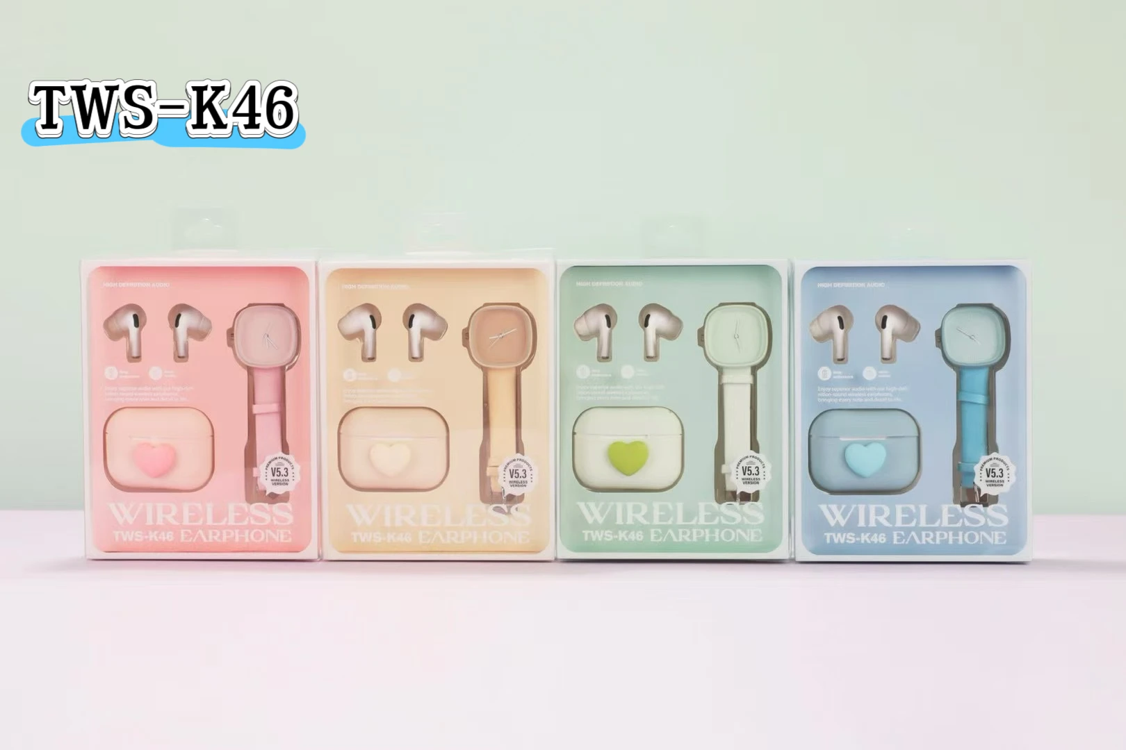 Wholesale Price Cartoon TWS Earphones Wireless in Ear TWS Earbuds with Cat Silicone Case and Paw Pendant /Blue/Pink/Brown