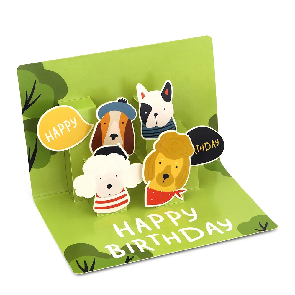 Custom Printed Green Handmade Paper Animals Personalize Unique Dog Happy  Birthday 3d Pop Up Greeting Cards With Envelopes - Buy Pop-up  Card,Personalize Greeting Cards,Greeting Card Printing Product on  