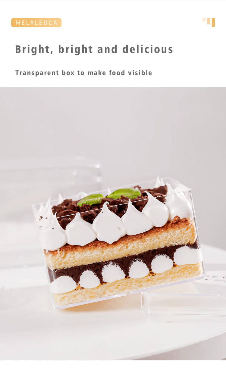 Wholesale Custom Size Transparent Square Ps Tiramisu Dessert Container Pastry Packaging Clear