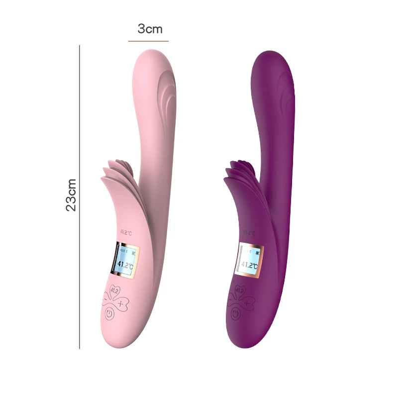 Amoura G-Spot and clitoral rabbit vibrator with LCD heating display