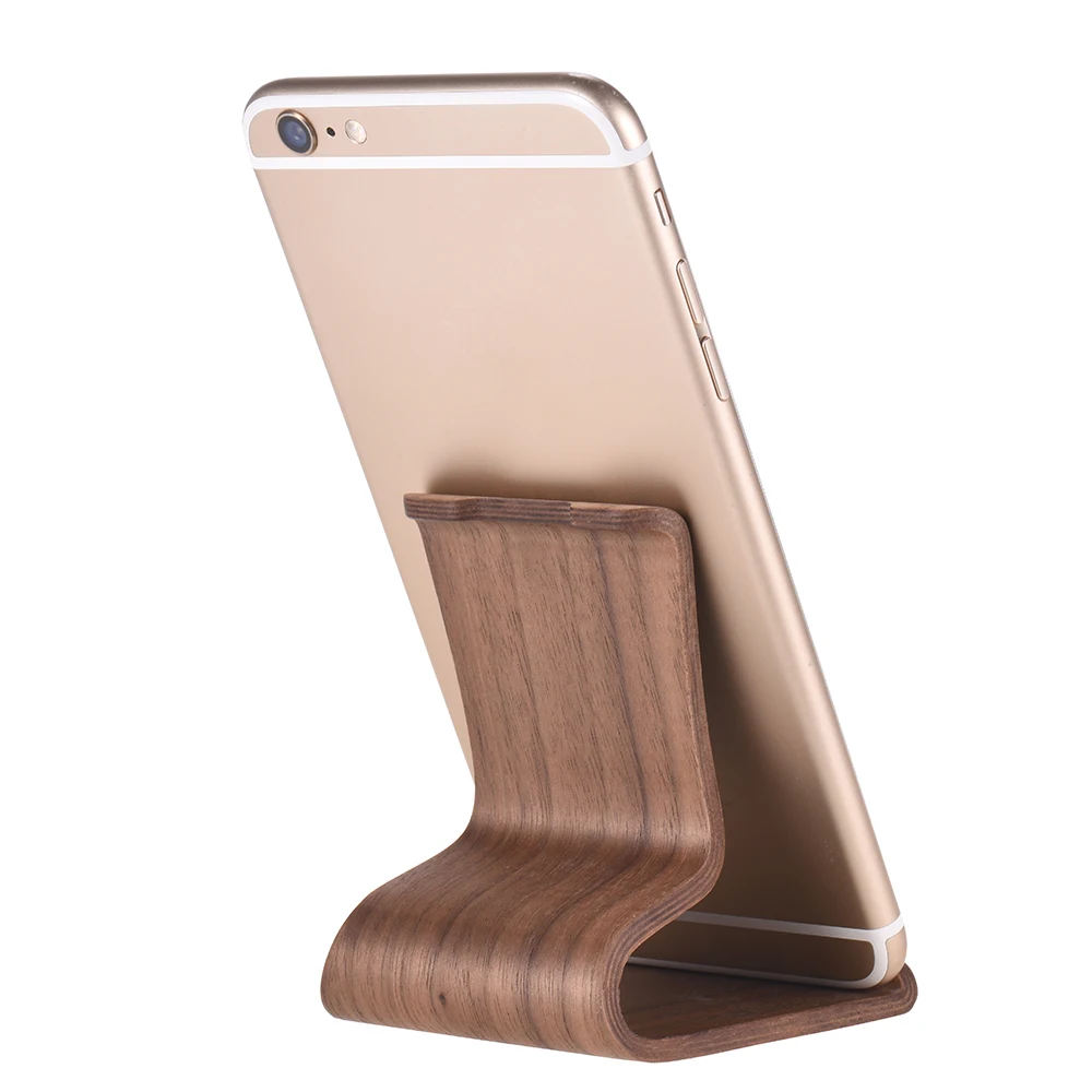 Universal Wooden Bamboo Phone Tablet Desk Base Mount Holder For Phone