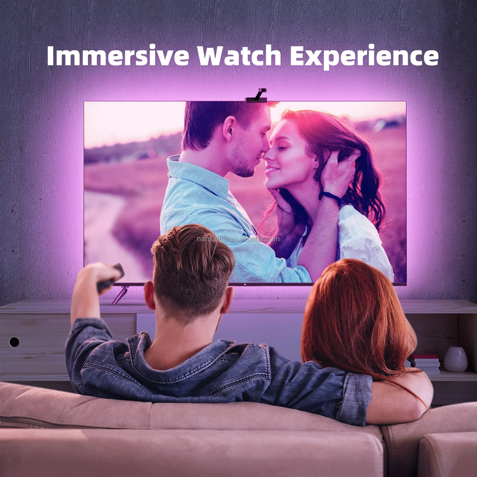 2022 Smart Ambient TV Light Kit Sync Box with Camera Led Backlight Camera WiFi Alexa Google Control Led Light Strip for Gaming