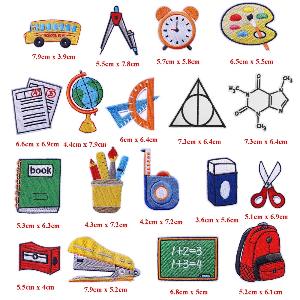 Hot Sale New School Laboratory Scientific Research Graduation Study Stationery Theme Iron on Embroidery Patches for Diy