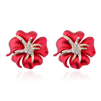 KAYMEN Fashion Rose Flower Stud Earrings for Girls Hot Selling Enameled Colors Trendy Earrings Wedding Party Accessory