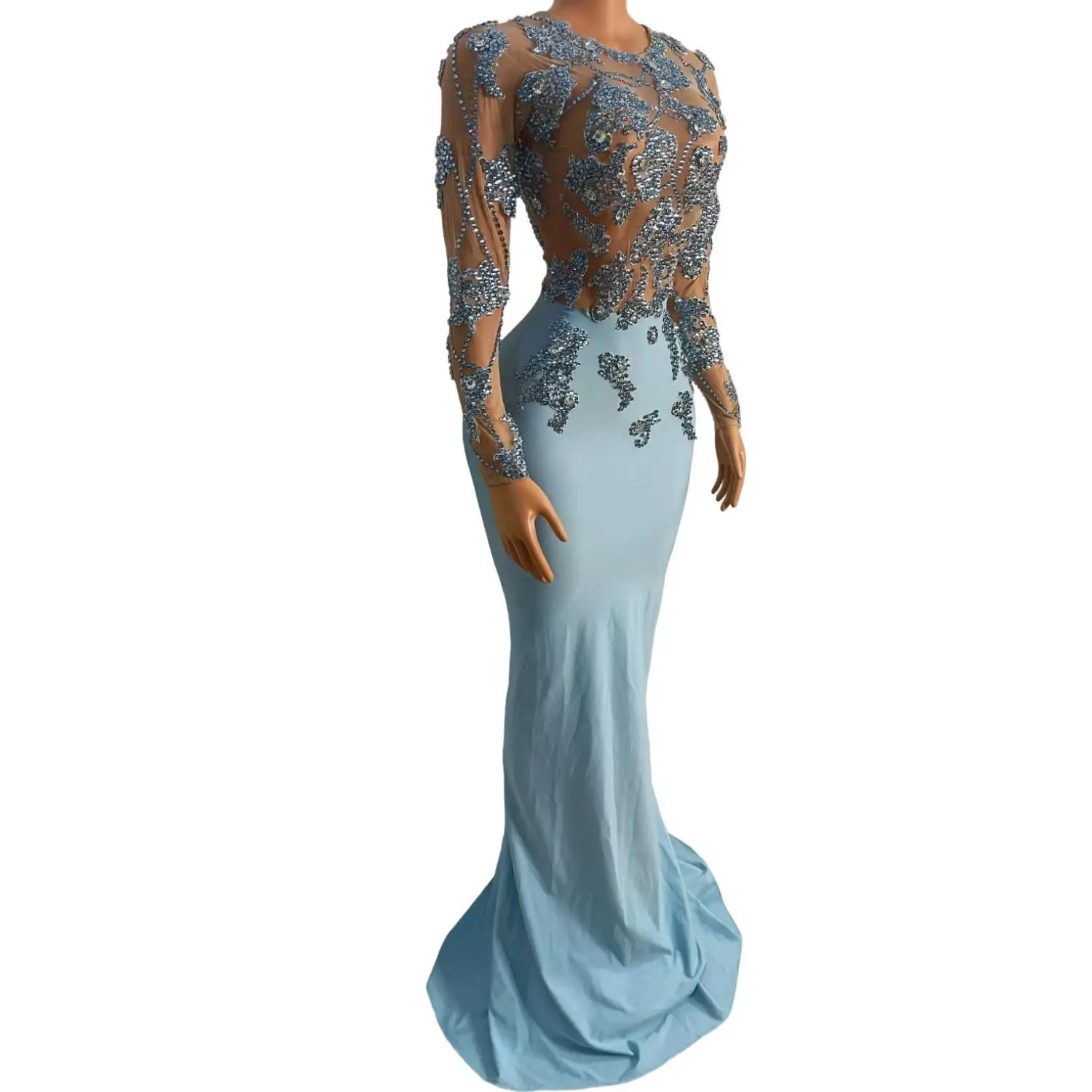 Elegant Party Ball Gowns Blue Rhinestone Sequin Bride Wedding Guest Dress  Classy Women Formal Mermaid Evening Cocktail Dress| Alibaba.com