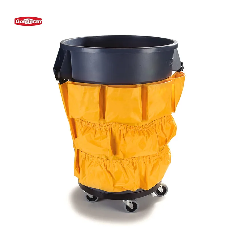 New design multifunctional 12 pockets yellow waste container utility tool  trash can cleaning caddy bag