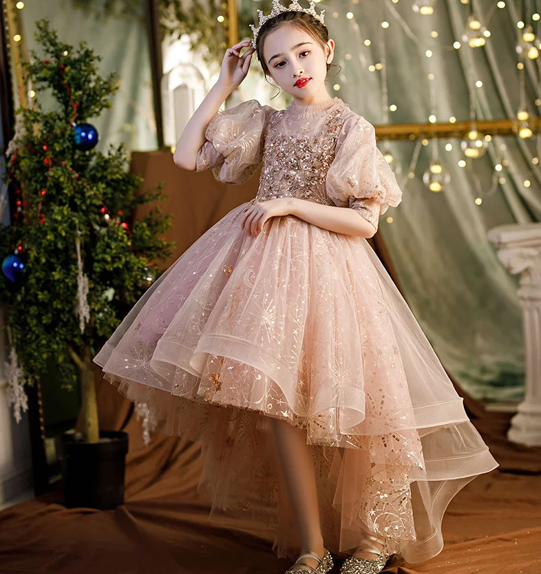 Teen Girls Dress Kids Birthday Party Prom Pink Shiny Dresses Teenagers Long  Mermaid Tulle Ball Gowns Girl Evening Wedding Dress - Buy Flower Girl  Dress,Kids Clothing,Girls Prom Dress Product on