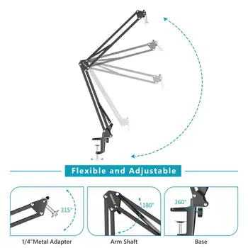Neewer Adjustable Desktop Clamp Suspension  Scissor Mount Stand Holder for Logitech Webcam C922 C930e C930 C920 C615 detail image