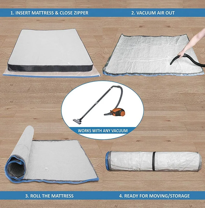 Transparent PA PE Material Hand-Rolled Vacuum Compression Bag Blank Mattress Cross-Border Seasonal Travel Luggage Storage Bag