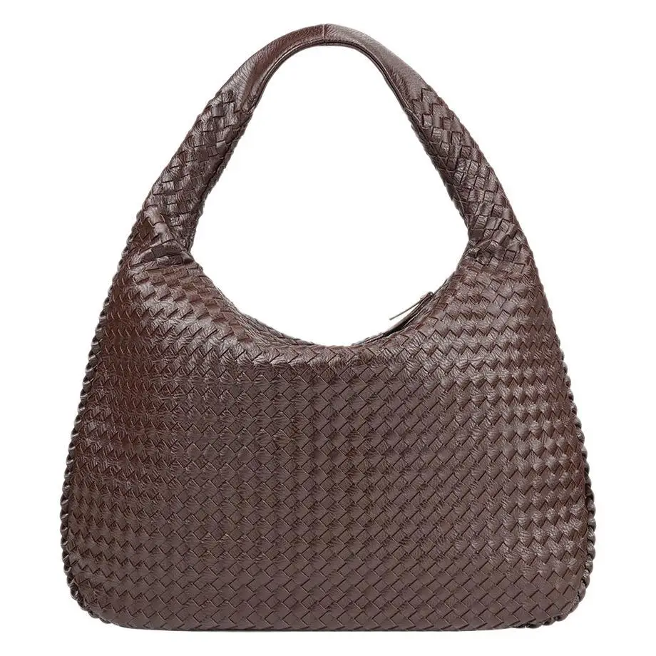 Handmade Woven Women’s Large Shoulder Bag Vintage Bohemian Summer European American Fashion High-End Trendy Dumpling Bag Pu