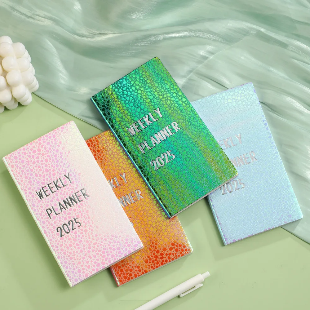 2025 A6 English Colorful Cover Calendar Mini Pocket Agendas Kawaii A6 Planners Portable Small Book Cute Diari