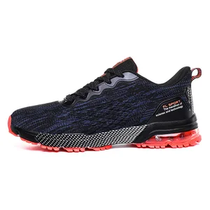 Lace up Suede Fly Knitting Breathable Running Sport Shoes Men Casual Sneakers