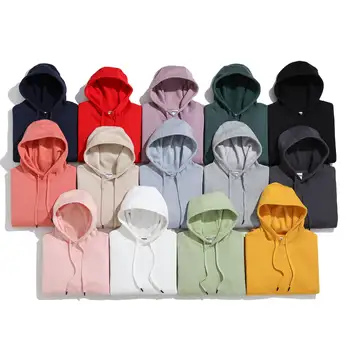 Fall Winter Grey 320 Gsm 400 Gsm Fleece Hoodies Women Wholesale Cotton Polyester Unisex High Quality Blank Pull Over Hoodie