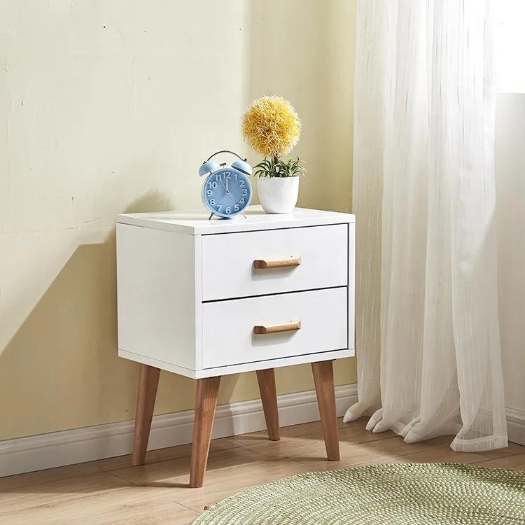 Solid Wood Handmade White Painted Bedside Table Small Oak Scandi Furniture 