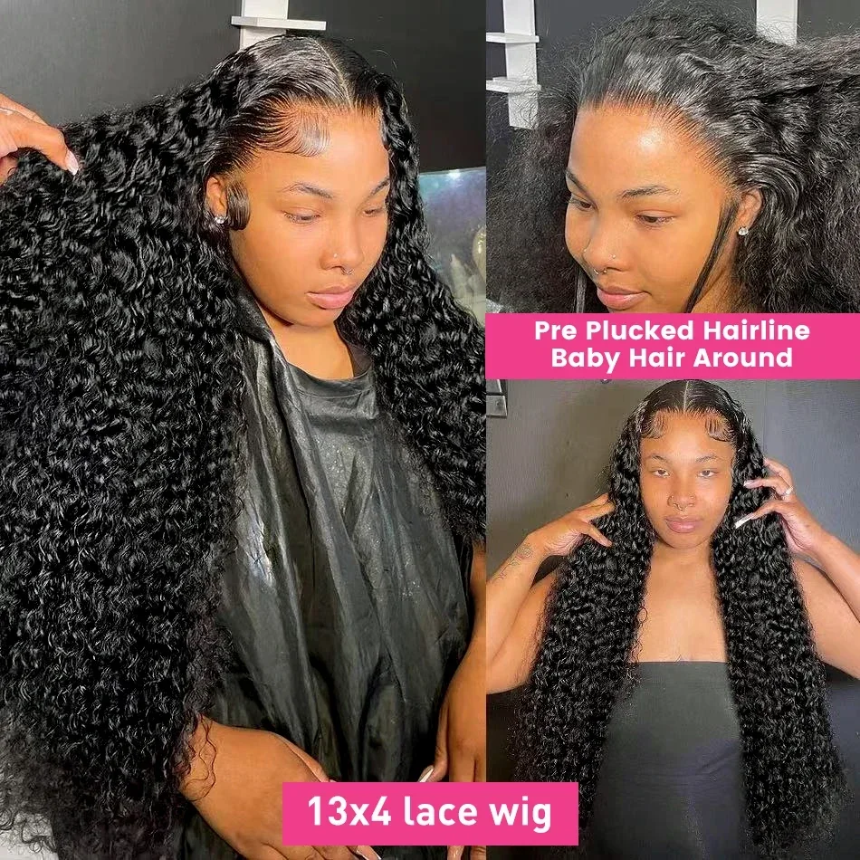 Parrucche frontali in pizzo con onde d'acqua e ricce da 250 densità, parrucche frontali in pizzo con onde profonde sciolte, parrucche frontali in pizzo brasiliano Remy per donne_voghion.com