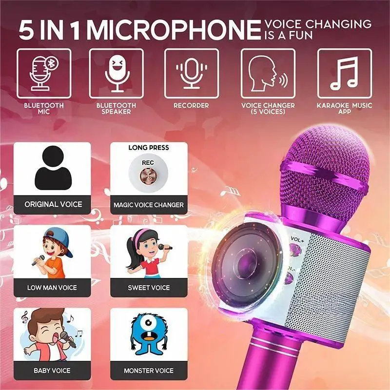 Multifunctional 858 Wireless Blue Tooth Microphone Handheld Microphone Come With Audio One Kgobo Mobile Kids Singing Microphone