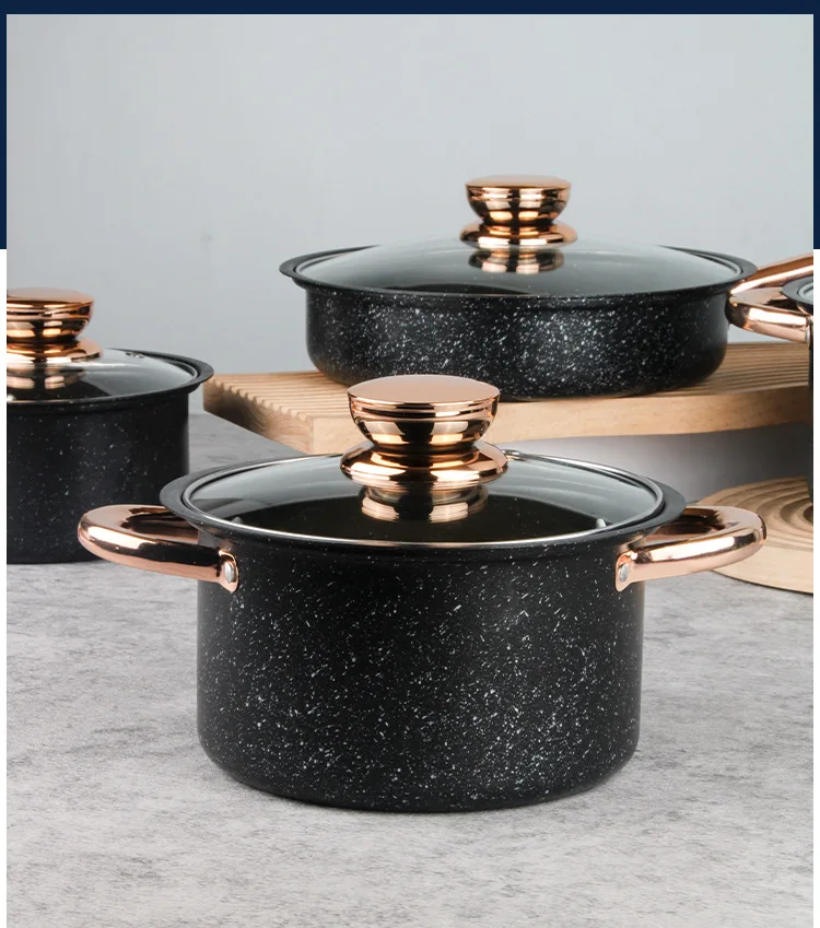 Hot Sale 8 Pieces Cast Iron Cookware Set Pot And Pan Set Medical Stone