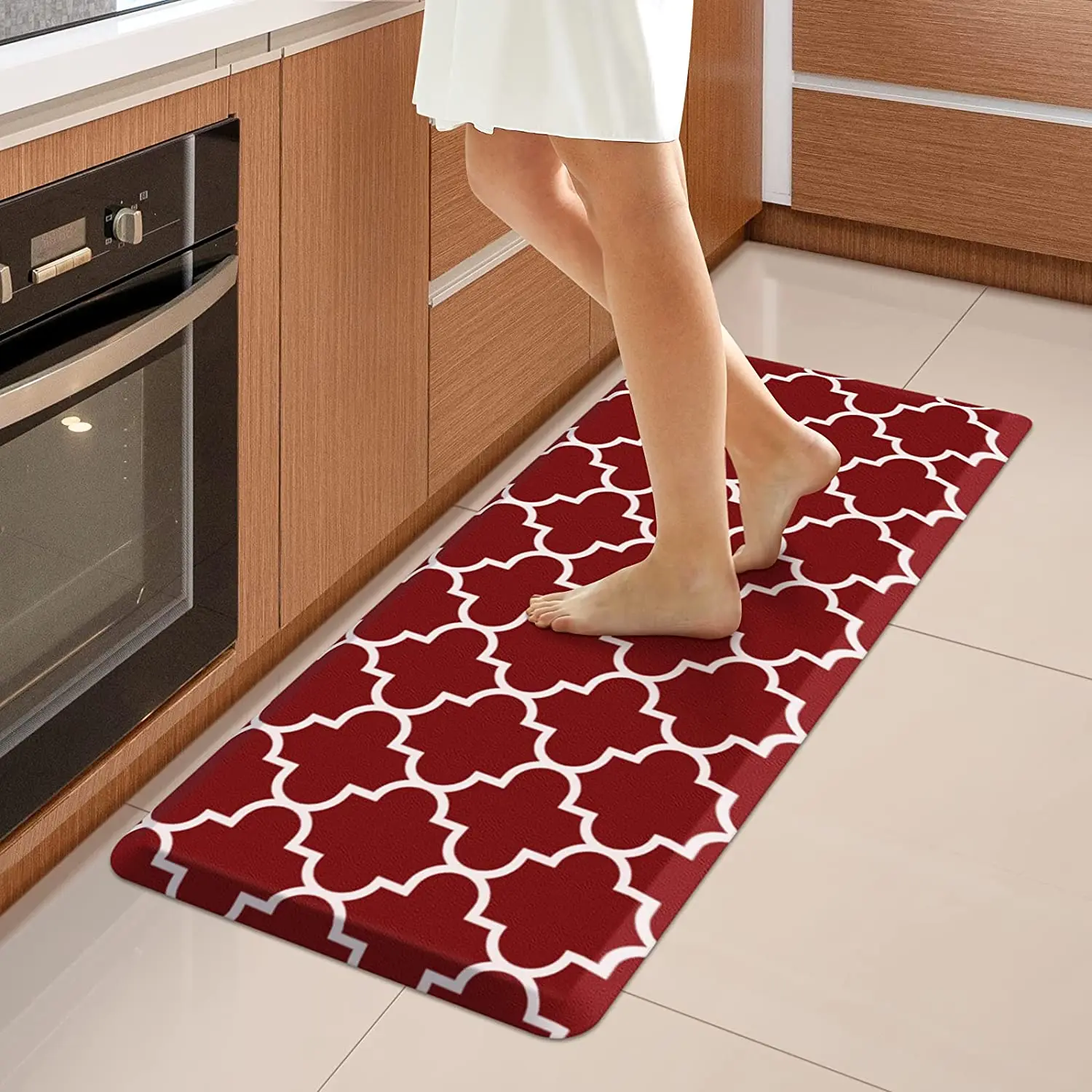 PVC Leather Kitchen Mat Eliminate Fatigue Kitchen Carpet Non-slip Floor Mat  Waterproof and Oil-proof Kitchen Rug