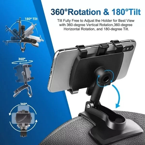 360 Degrees Car Phone Holder Secure and Adjustable Mount