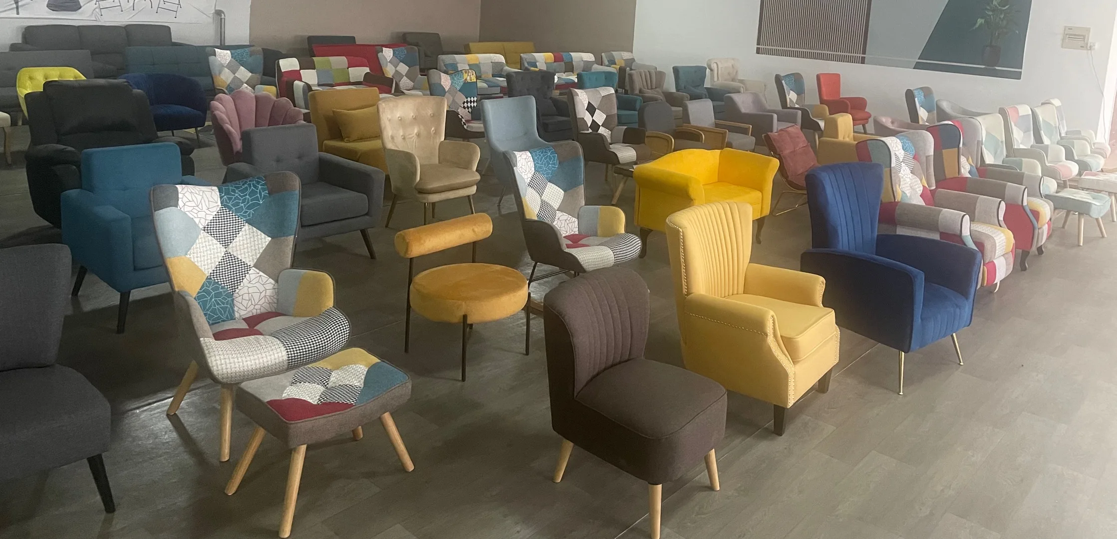 Two Seater Kd Fabric Chesterfield Patchwork Kd Small Sofa Living Room