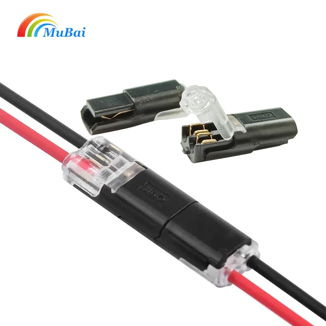 No Wire-Stripping Required 2 Pin 2 Way Pluggable LED Wire Connectors Universal Compact Quick Splice Wire Terminals for AWG 22-18