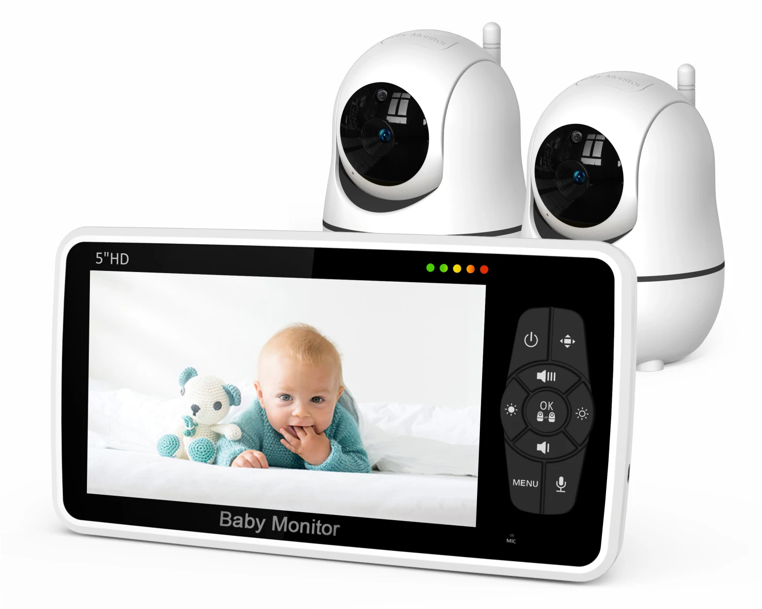 5'' 720P HD Smart Baby Monitor with Two Cameras Baby Phone Pan Tilt Baby  Camera with Video Monitor Two Cameras SM50(1+2)