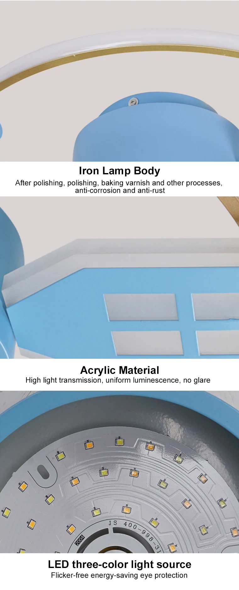 boy bedroom personality blue creative lamp universe LED eye protection lamp satellite cartoon room ceiling lamp