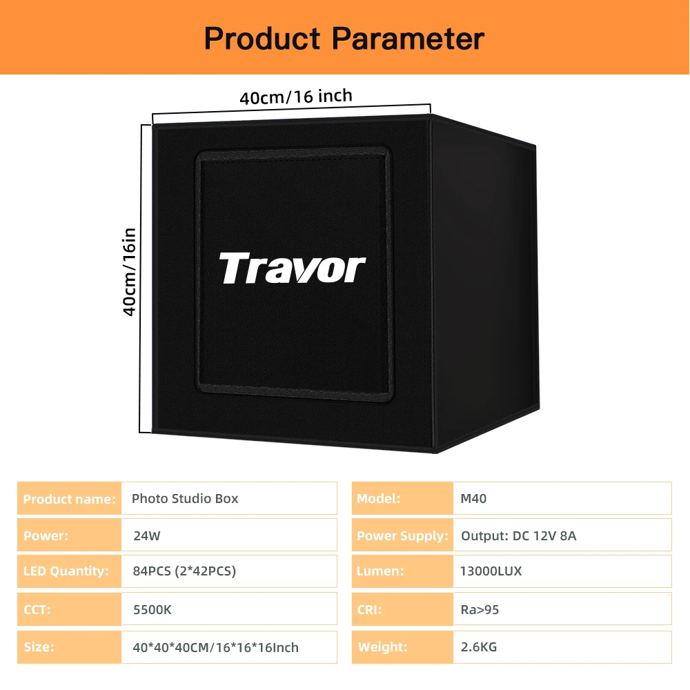 Travor M40 профессиональная мини-камера для студийной фотосъемки в комнате, светодиодный тент для фотосъемки, мягкая коробка