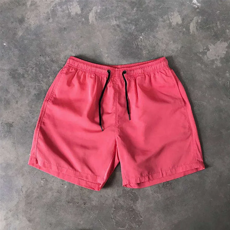 3D custom men printed pants summer pure color beach wear wholesale loose men's swimming shorts with pocket45_voghion.com