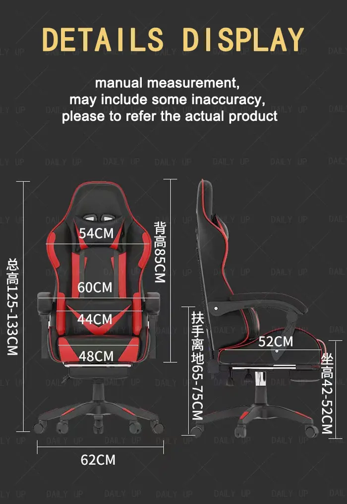 Swivel Adjustable Leather Gaming Chair With Headrest Faux Leather Silla Gaming Office Computer Racing Chair For E-Sport Gamers