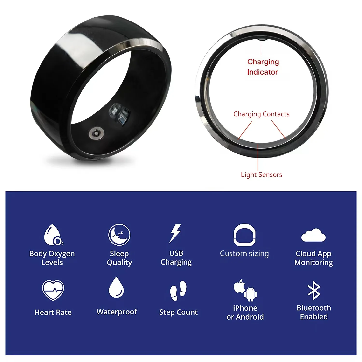 Smart Ring for Health Tracking Sleep Tracker Ring With  Phone  GPS
