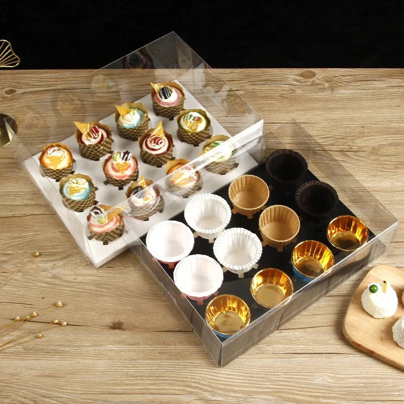 XJH Clear Transparent Cupcake Boxes and Packaging Cake Cookie Boxes With Window Muffin Dragees Holder Dessert Containers