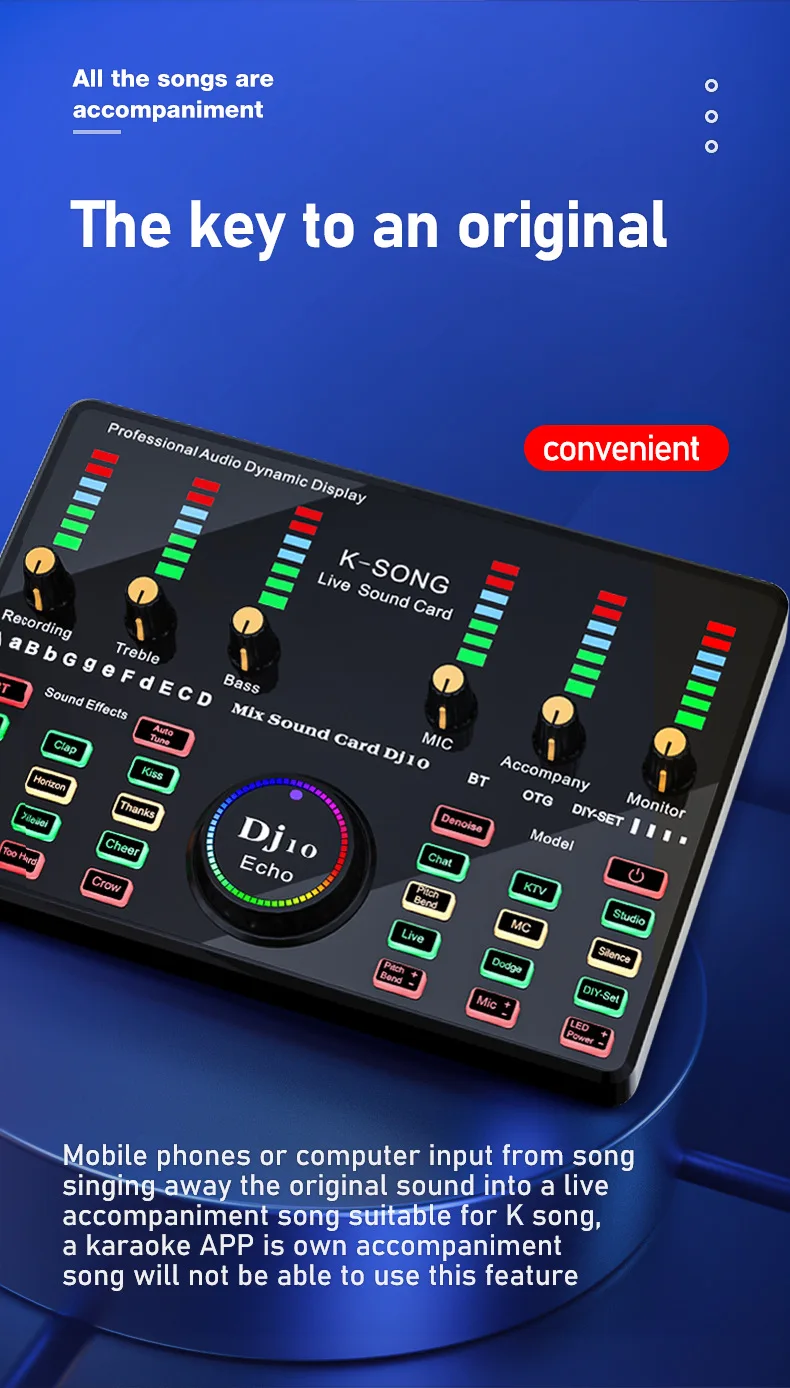 Professional Condenser Microphone Audio Sound Cards Sets With Phone