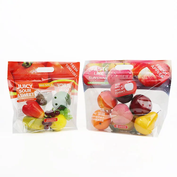 Source Avocado Zipper Plastic Bag Perforated Fresh Vegetable Fruit With  Vent Holes Stand up Zipper Bag with Handle on m.