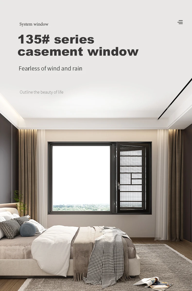 Opening Outwards Design Soundproof Aluminium Hinged Casement Windows